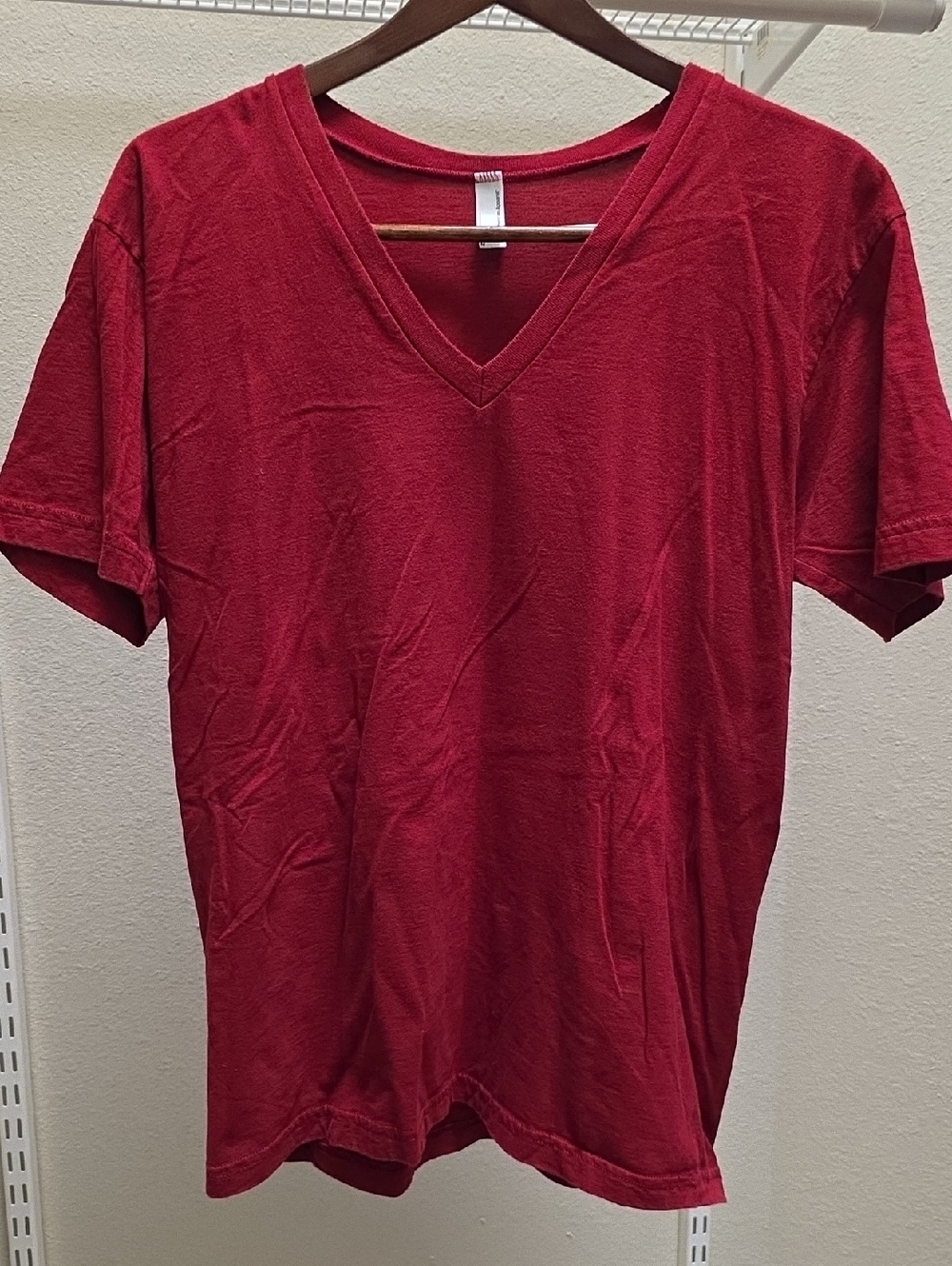 American Apparel Unisex Tunic Length V-Neck T-Shirt - Deep Red